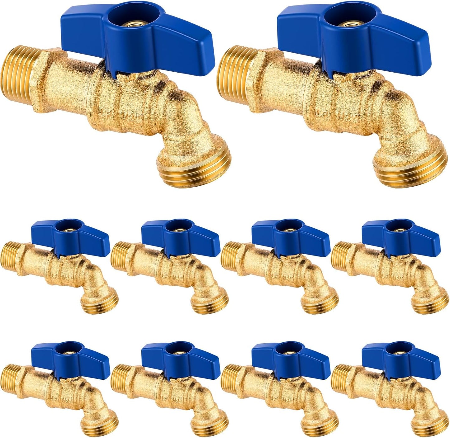10 Baberos Manguera 1/2x3/4 MIPxMHT Latón 1/4 Vuelta Azul