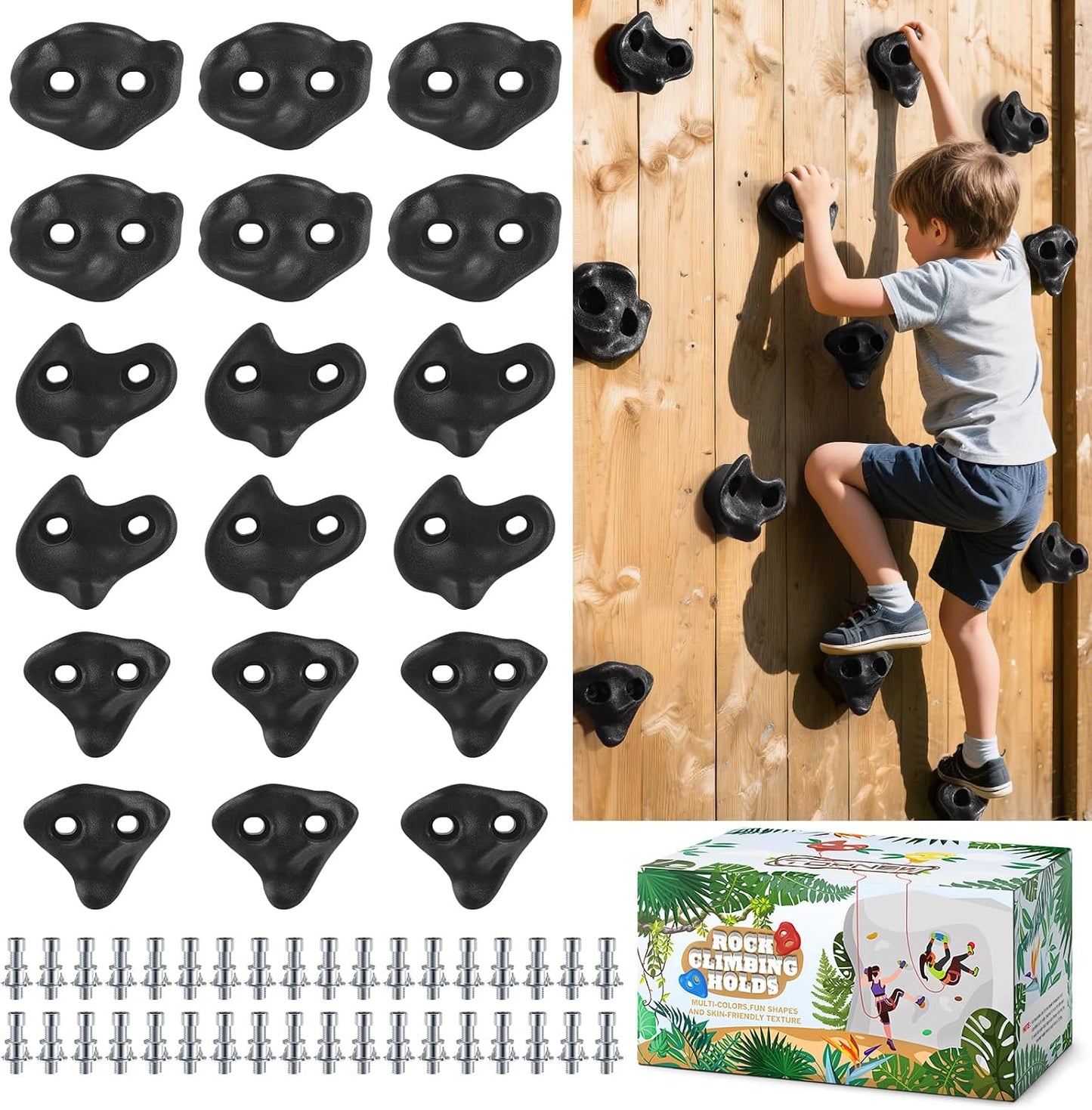 Kit 18 Pzas Agarres Escalada Niños para Interior y Exterior