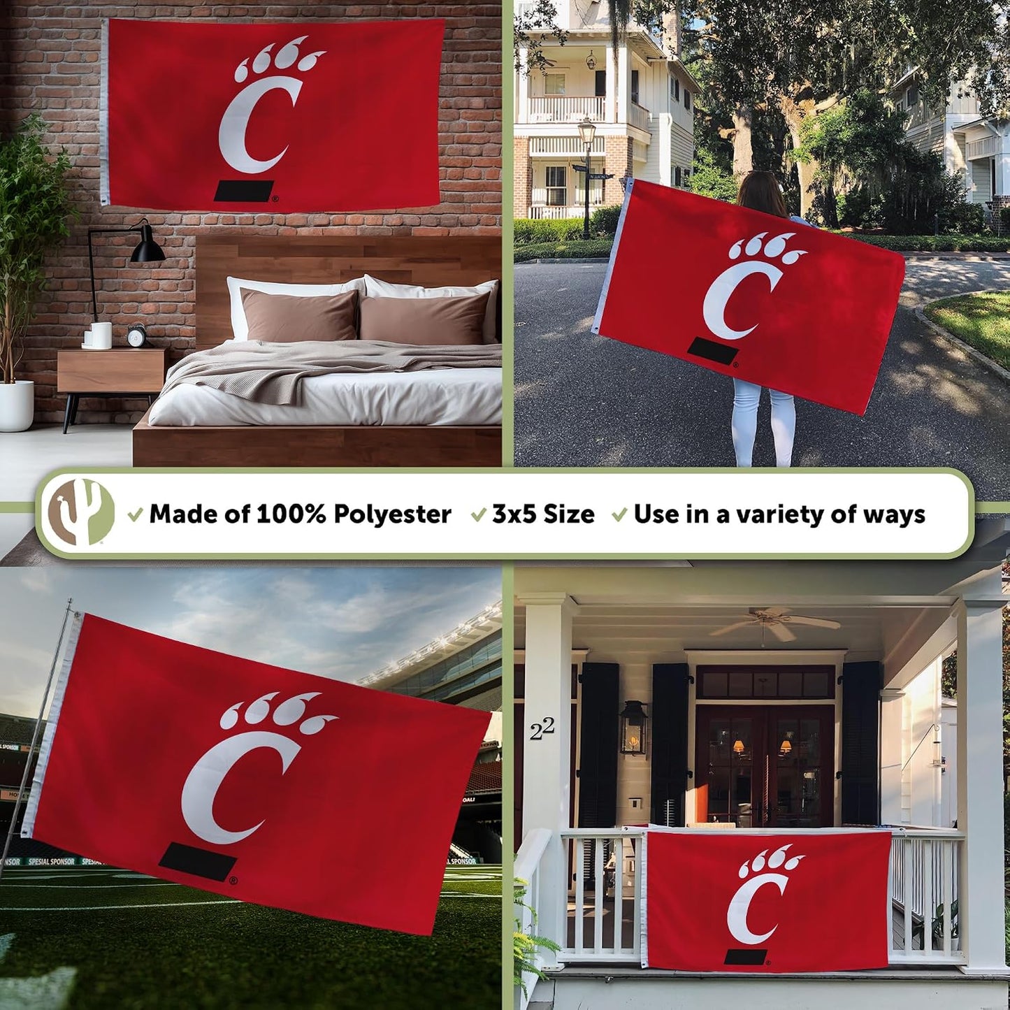 Bandera Bearcats 3x5ft 100% poliéster interiores exteriores
