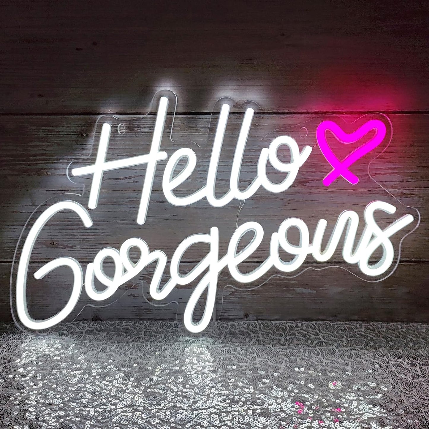 Letrero neón LED Hello Gorgeous decoración casa fiesta