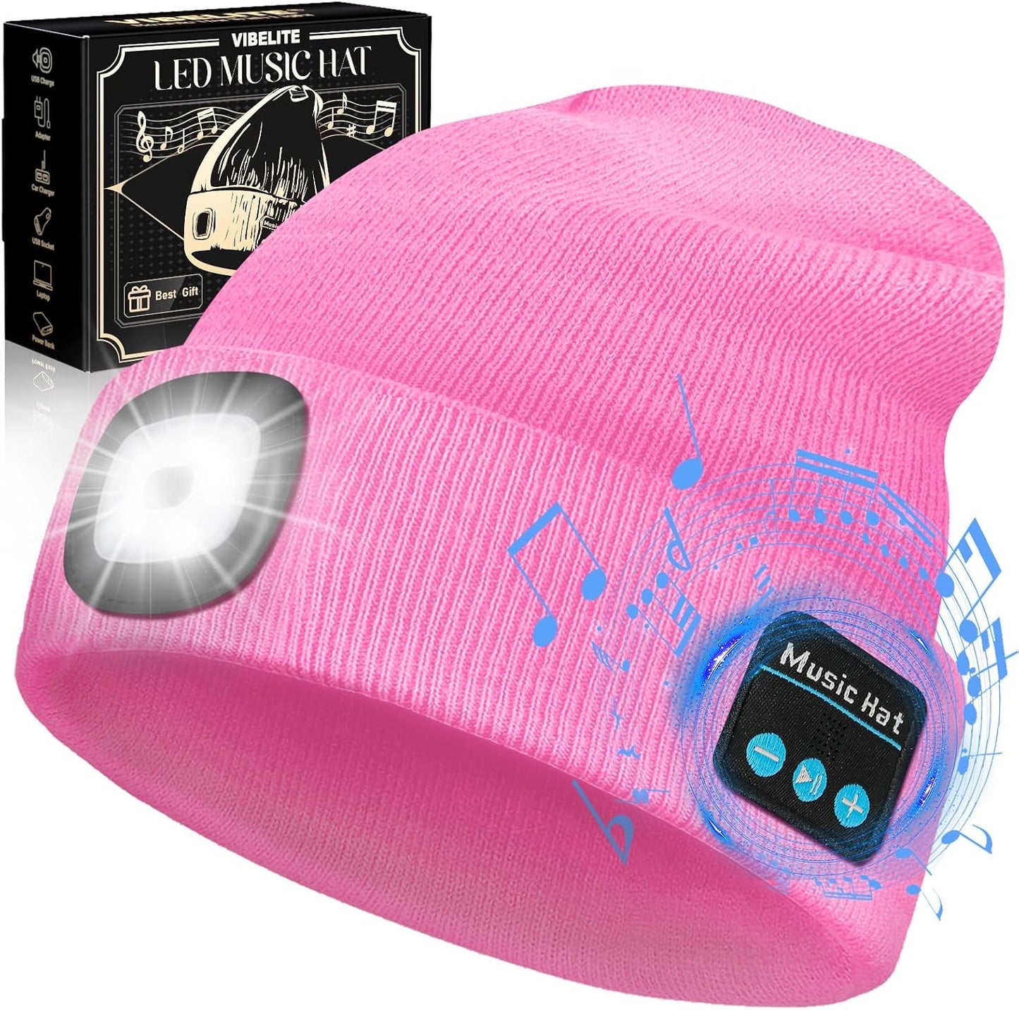 Gorro Bluetooth con luz y auriculares inalámbricos