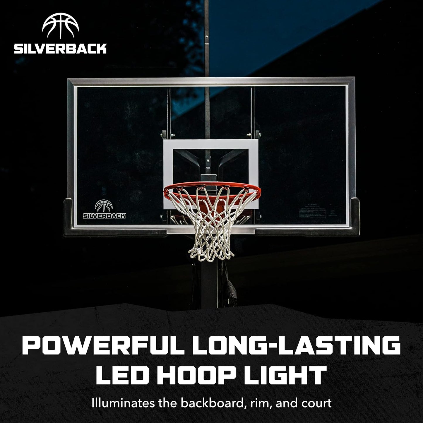 Luz LED aro baloncesto adapta a cuadrados