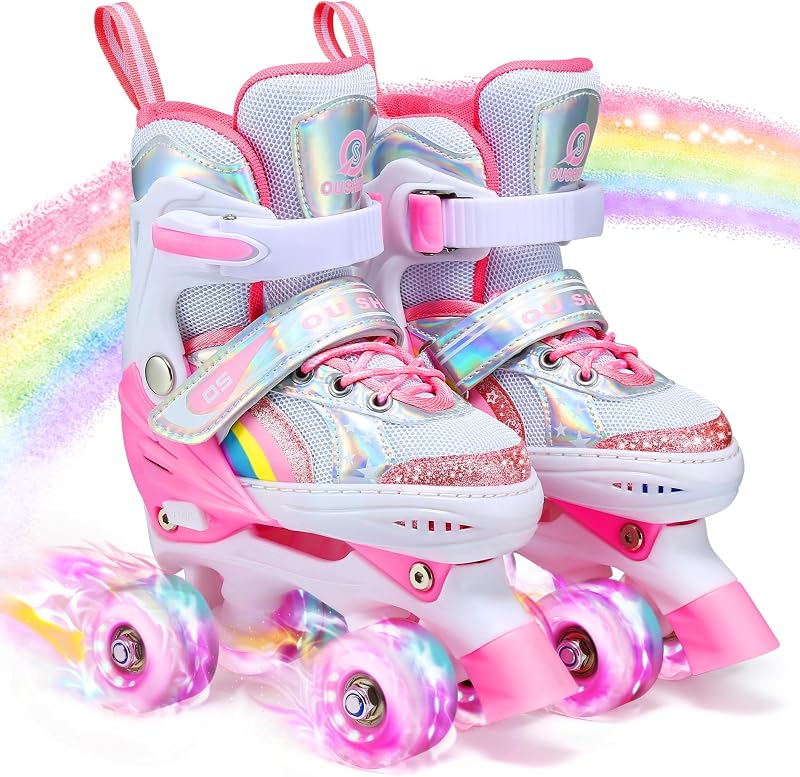 Patines para niños arco iris ruedas iluminadas ajustables