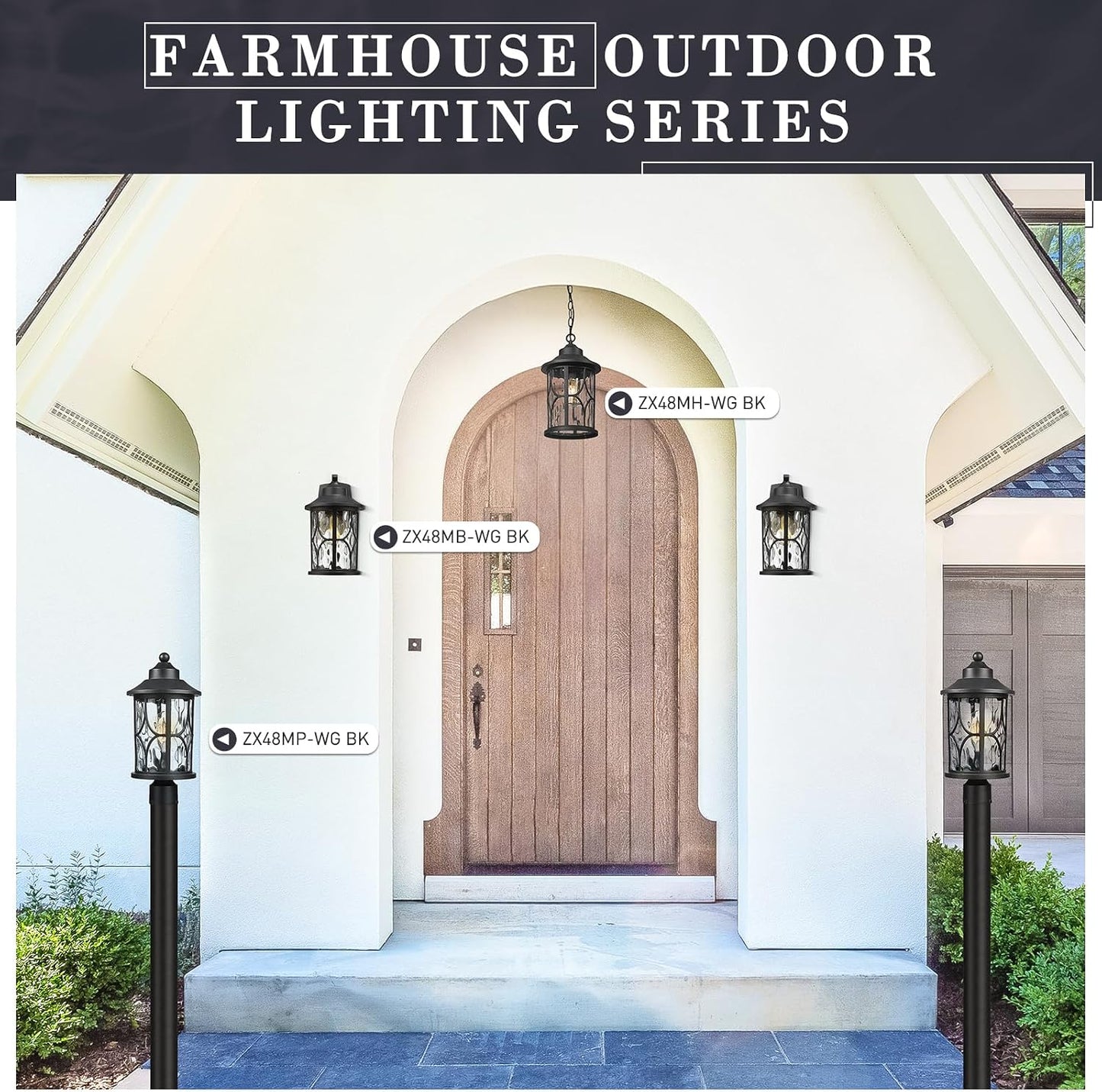 Poste luces exterior 17pulg aluminio fundido vidrio