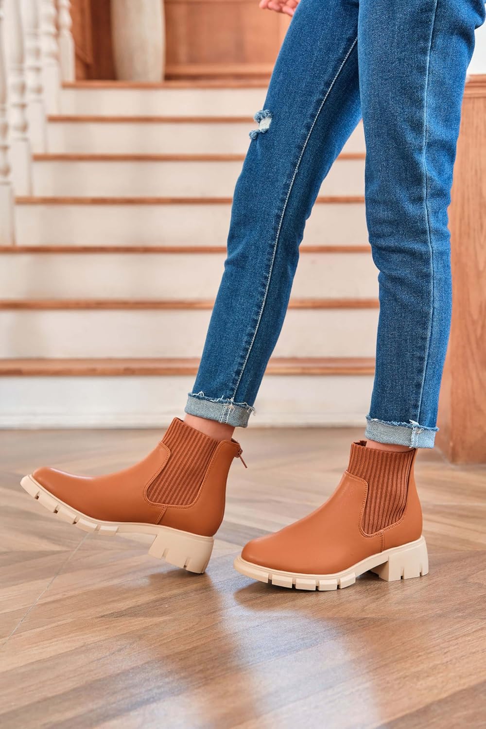 Botas niña tobillo cremallera trasera plataforma elásticas