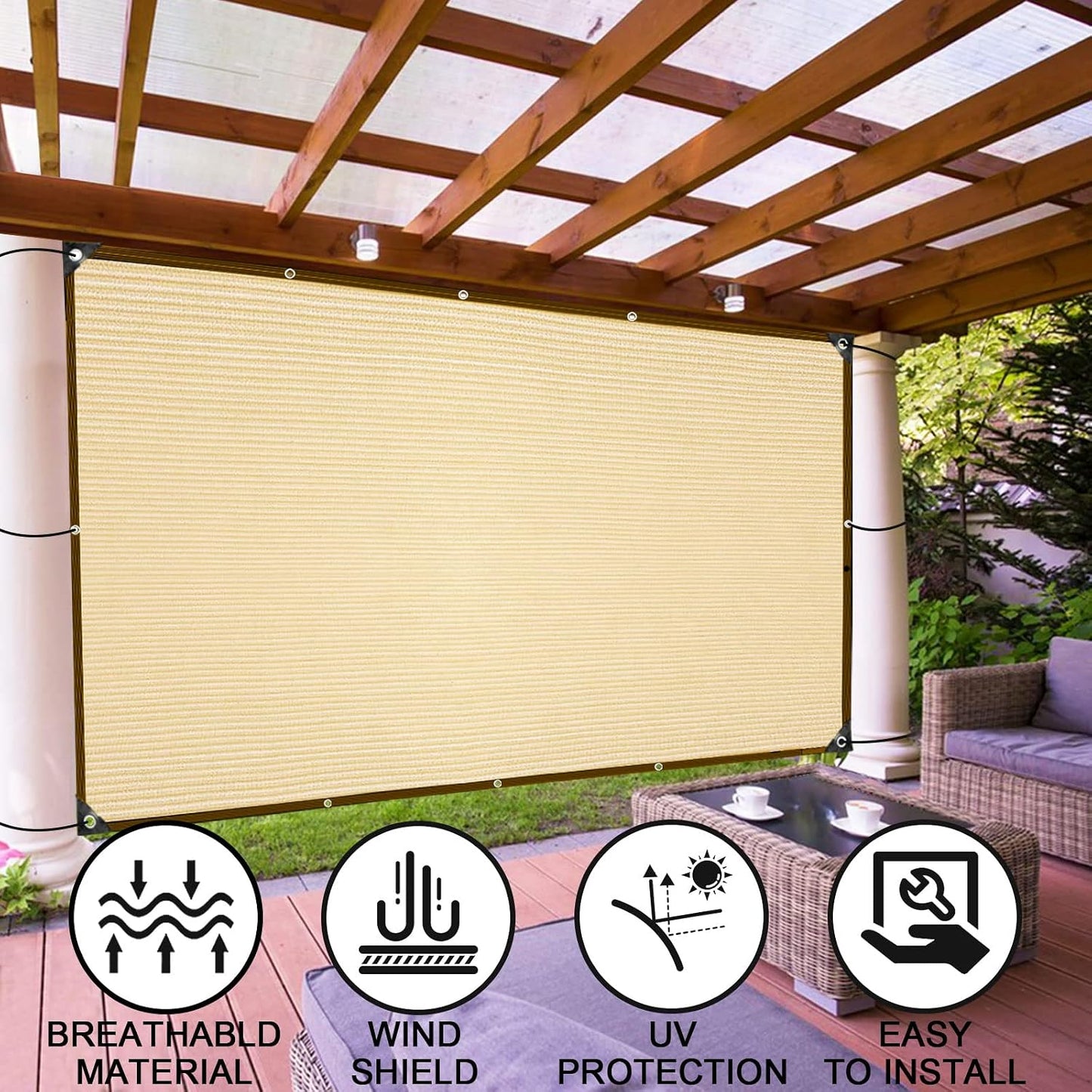 Paño sombra 90% tela para pérgola 3x6ft