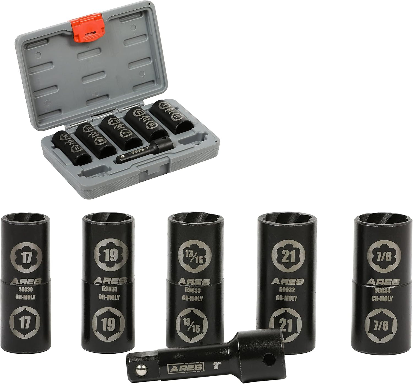 Set 6 llaves hex 0.669-0.827" con llantas dañadas