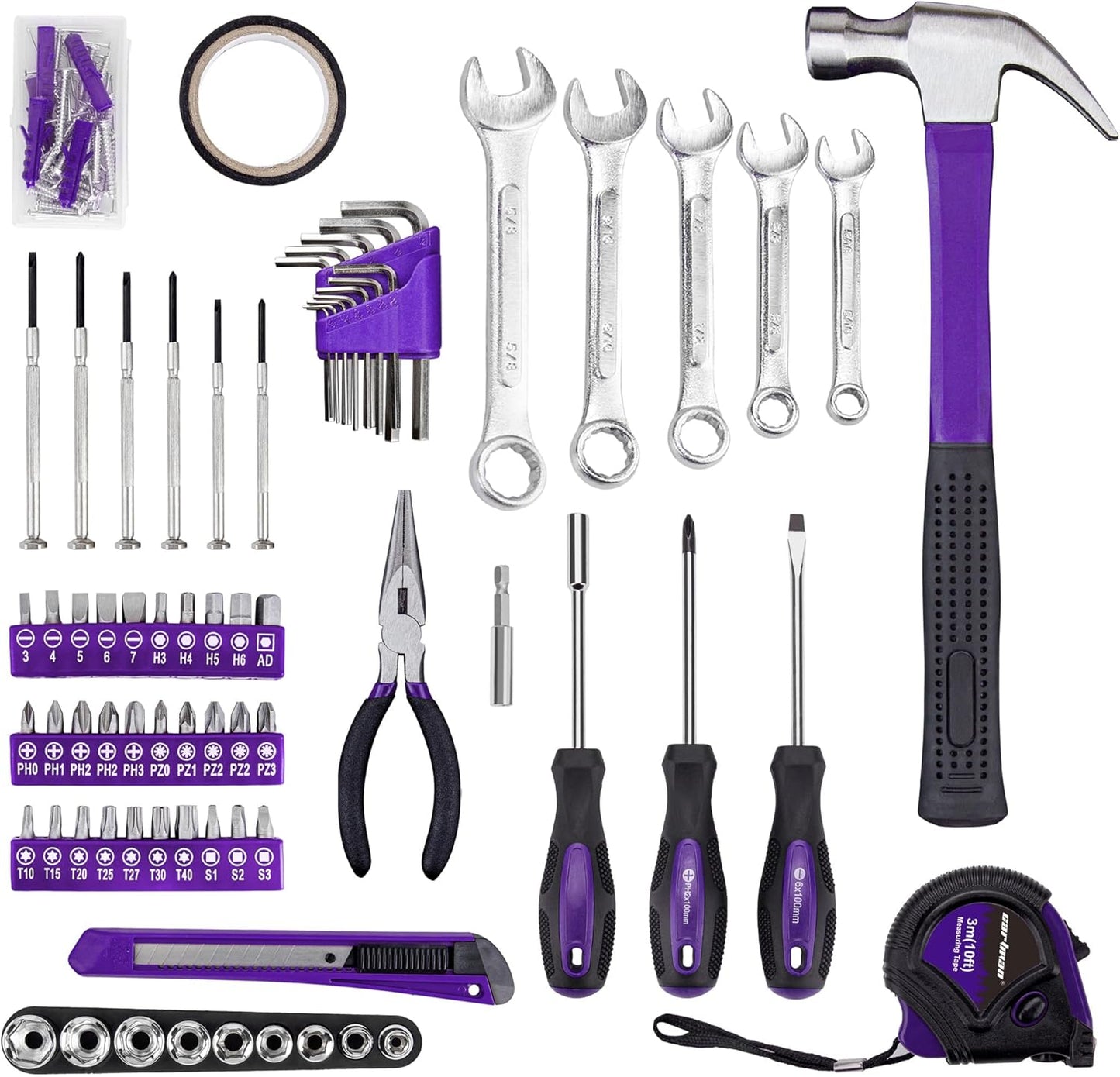 Set 148 Pzas Herramientas Automotrices y Domésticas Morado