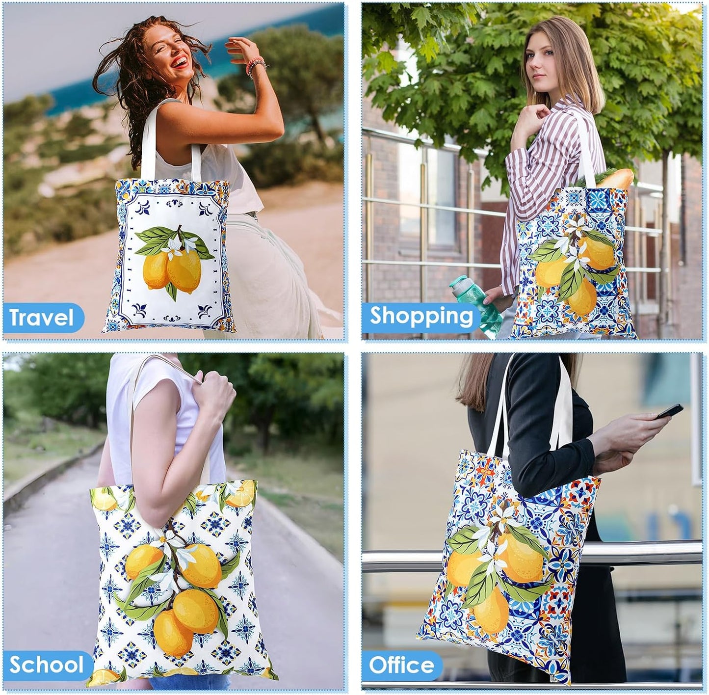 4 Pzas Bolsas Regalo Limón Amalfi Lona Capri Verano