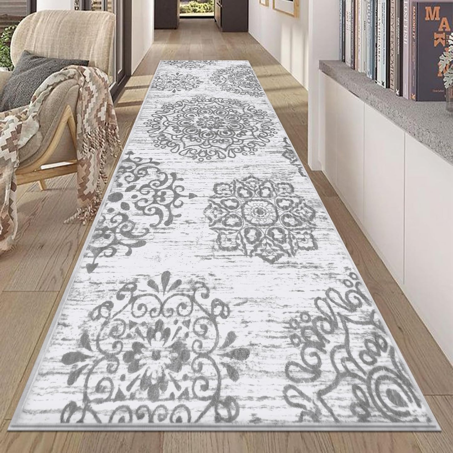 Alfombra pasillo 2x8ft lavable antiderrap bohemia