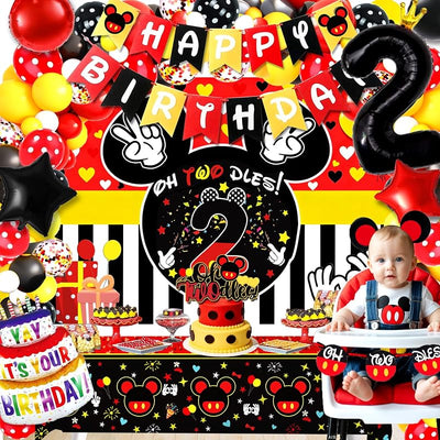132 Pzas Suministros Fiesta Cumpleaños Niños Ratón Rojo