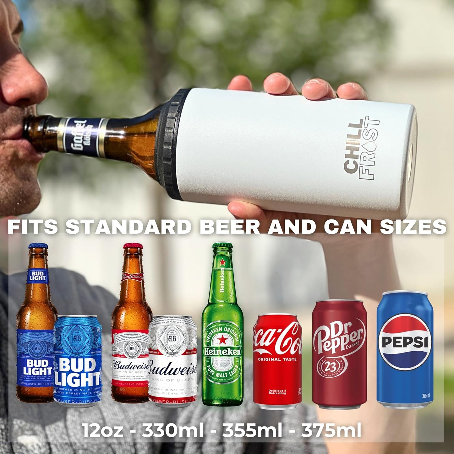 Enfriador latas 12oz 3en1 acero inox 16oz sin BPA tapa segura