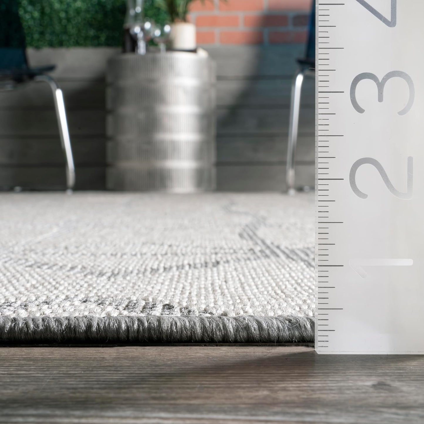 Alfombra exterior 5x8ft resistente manchas gris claro