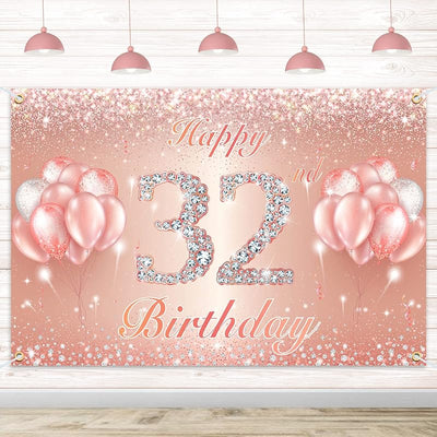 Fondo pancarta feliz cumpleaños 4x6ft color oro rosa