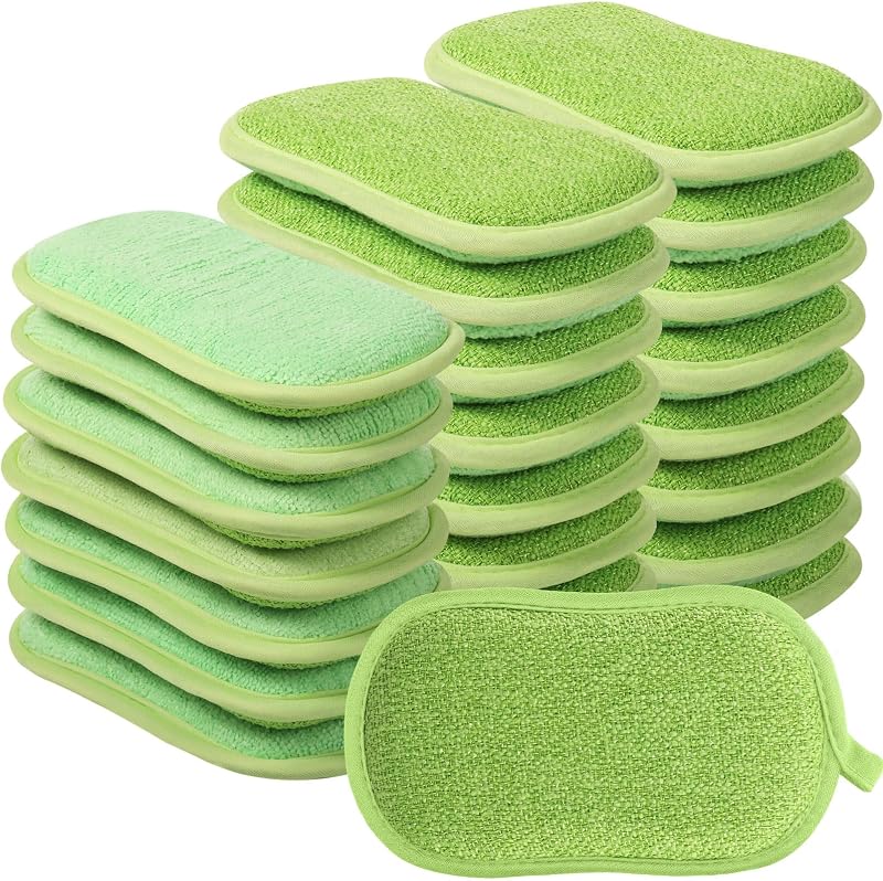 24 Pzas Esponjas Microfibra No Rayan para Lavar Platos Verde