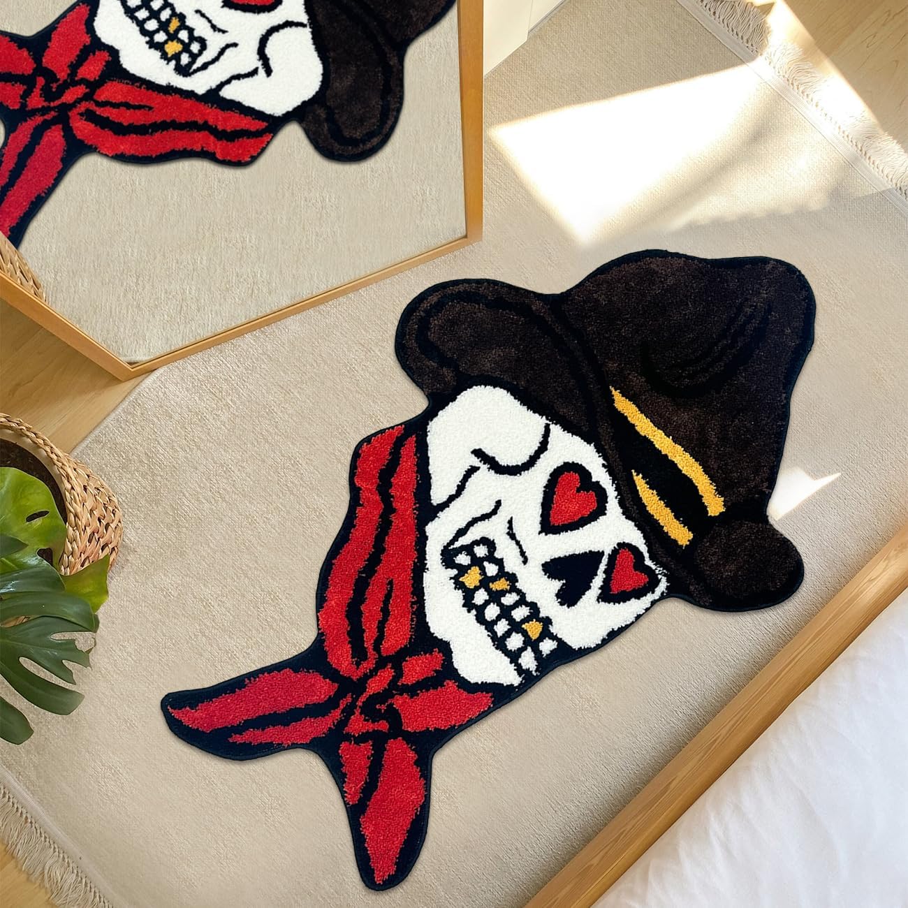 Alfombra baño calavera gótica antiderrap 2.5x4ft