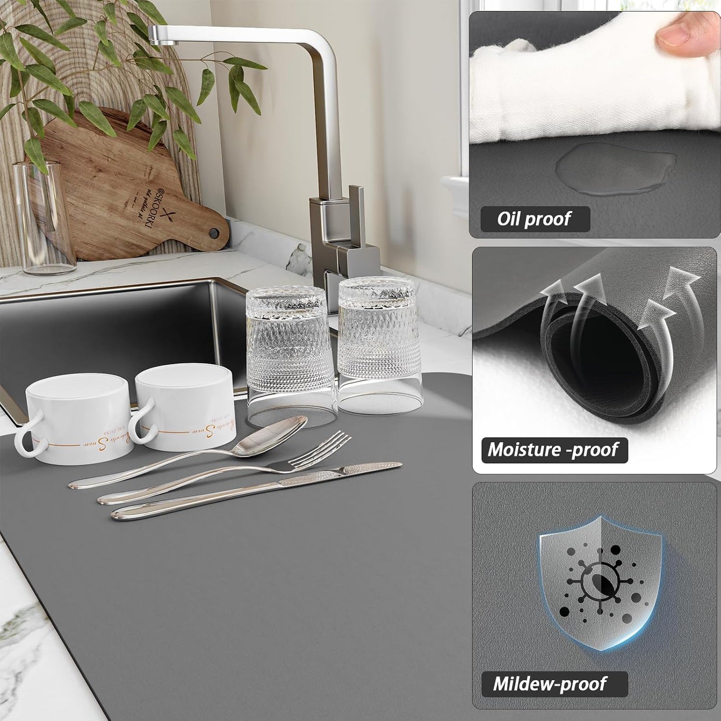 Tapete escurridor cocina con respaldo antiderrap