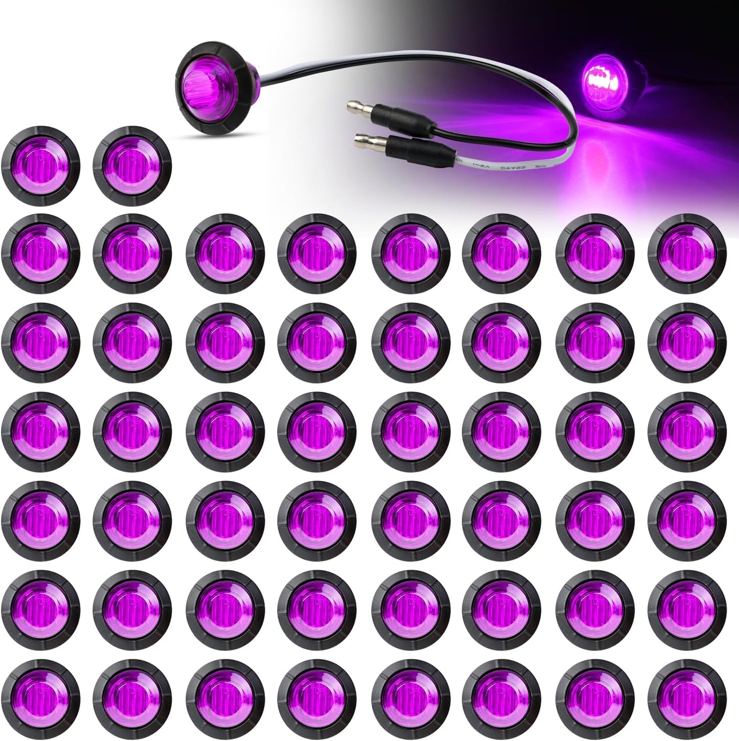 50 Pzas Luces laterales 3/4" 3 LED 12V para remolque