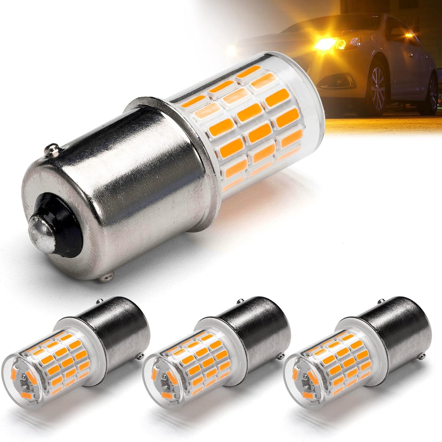 Bombilla LED 12V BA15S color ámbar para intermitente coche