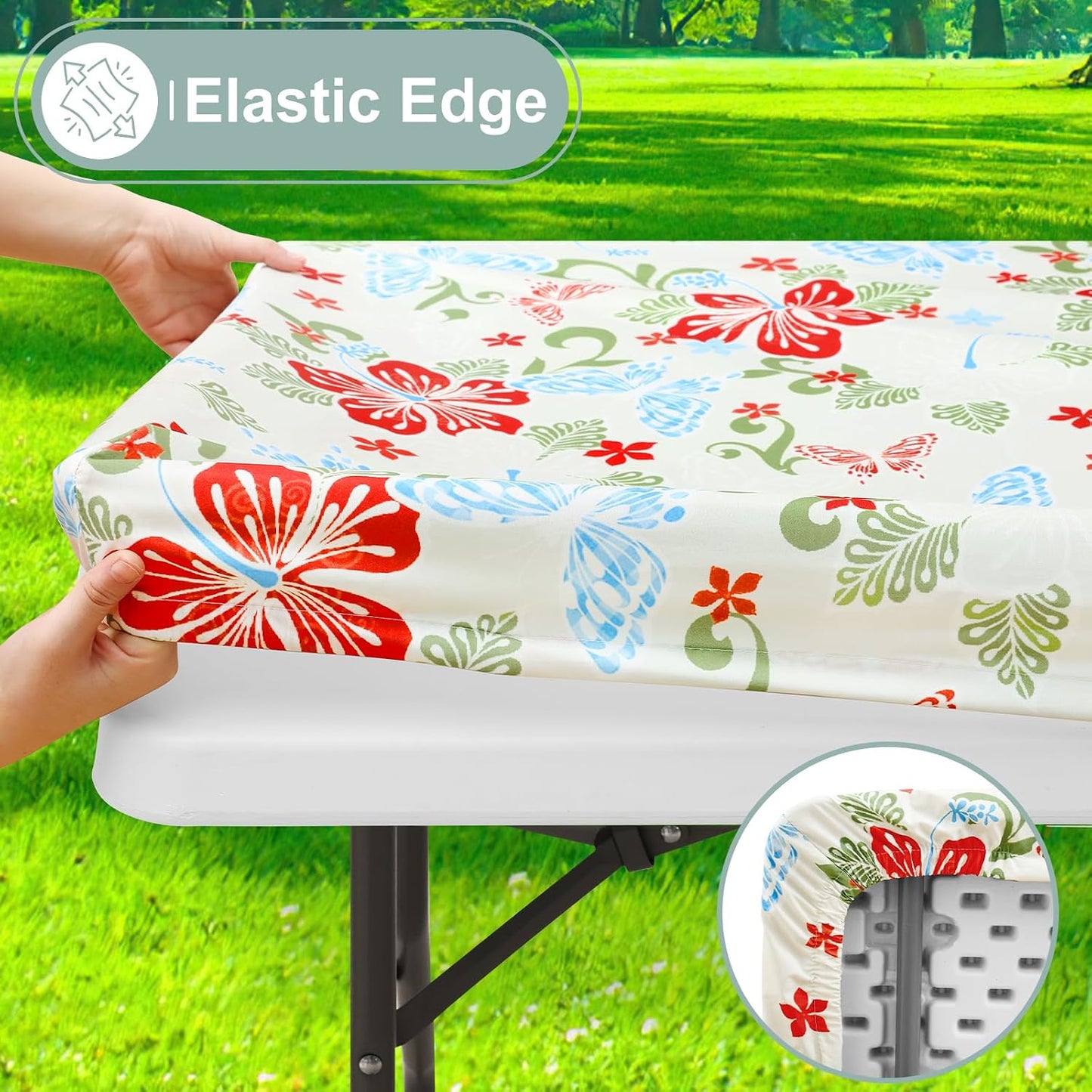 Mantel picnic impermeable elástico para mesas 5ft