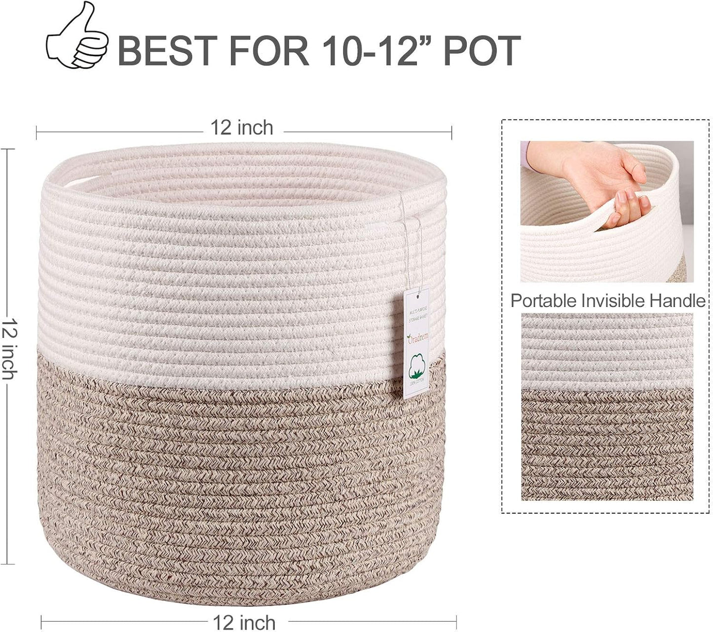 Cesta de algodón para maceta 11" decorativa