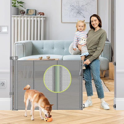 Puerta retráctil para perros 55" con varillas de soporte