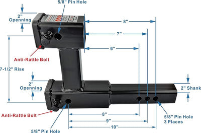 Extensión enganche doble 2pulg 4000lb