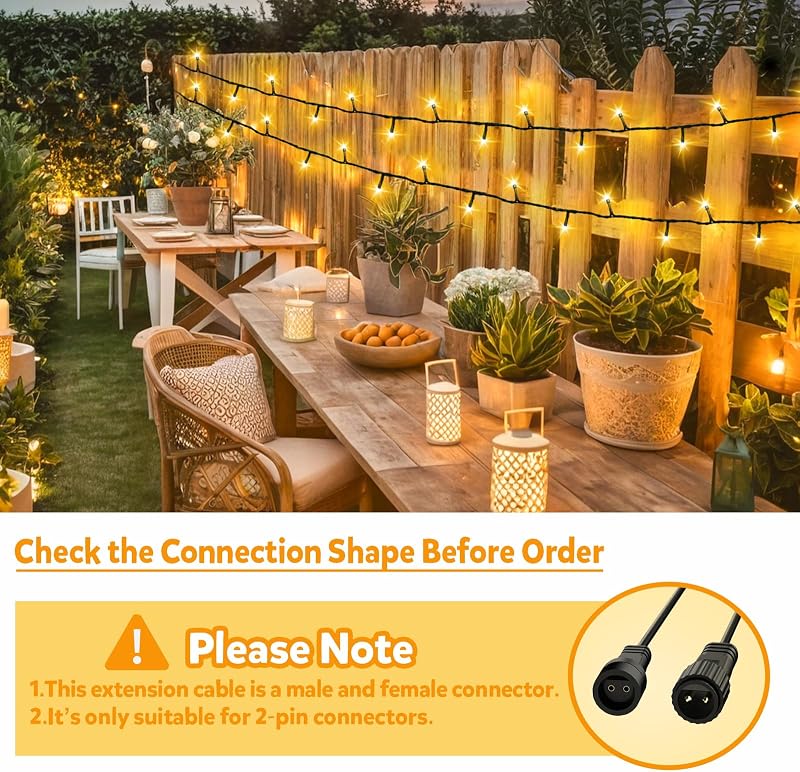 Cable extensión luces inflables 6.5ft 24AWG impermeable