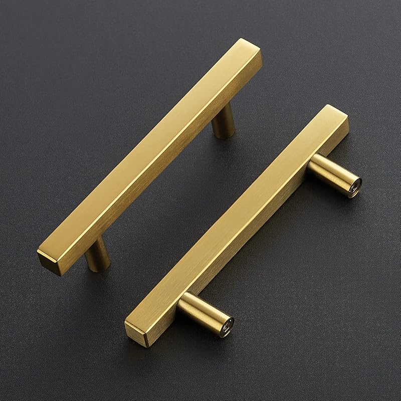 15 Manijas Doradas Latón Cepillado para Gabinetes 15cm