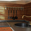 Estante colgante ollas 8 ganchos barras dobles bronce set 2