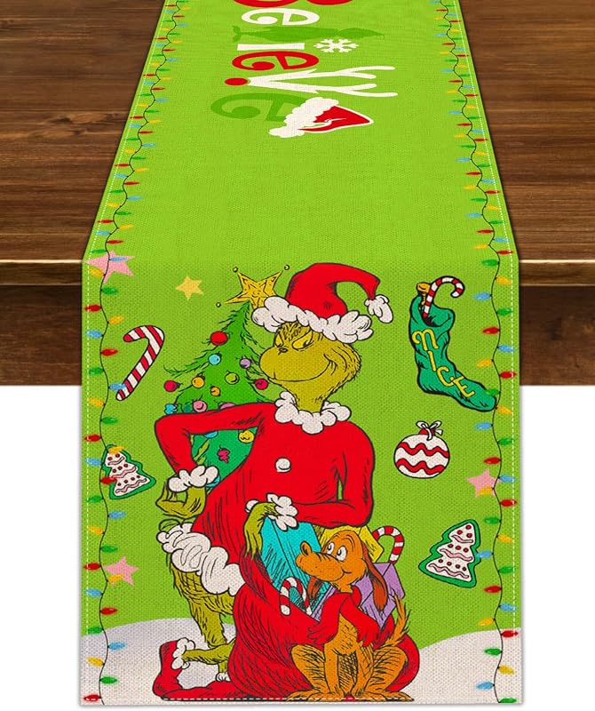Camino mesa navidad 72pulg elfo verde decoración hogar