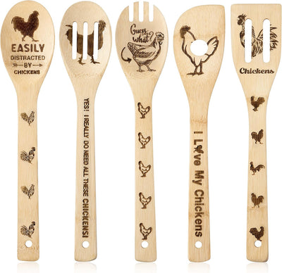 Set 5 Utensilios Antiadherentes Bambú Quemadas Espátula
