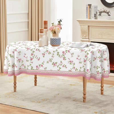Mantel ovalado 60x84pulg floral vintage rosa impermeable