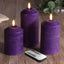 Velas pilar LED sin llama púrpura control remoto set 3
