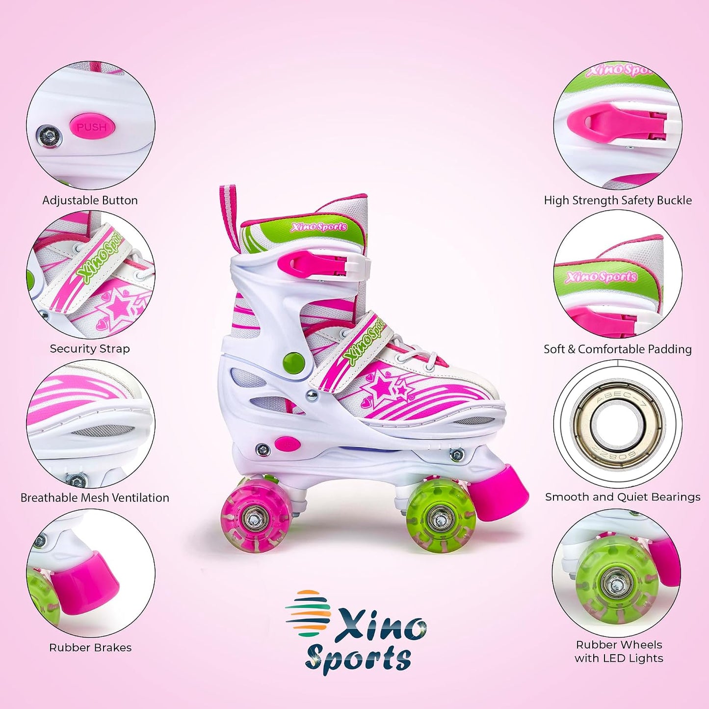Patines ajustables para niños con ruedas iluminadas
