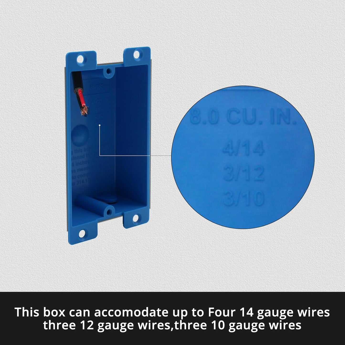 Caja conexiones PVC azul 8pulg3 ETL clasificada 2h