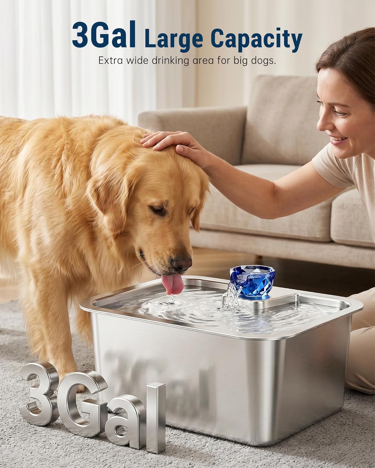 Fuente agua perros acero inox 3gal dispensador automático