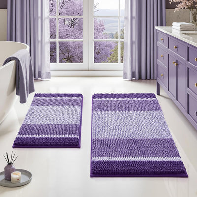 Set 2 Alfombras Baño Morado 20x32pulg y 17x24pulg Antiderrap