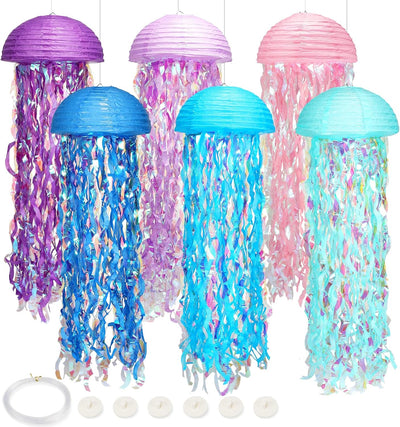 Decoración fiesta sirena farol rosa azul morado con gancho