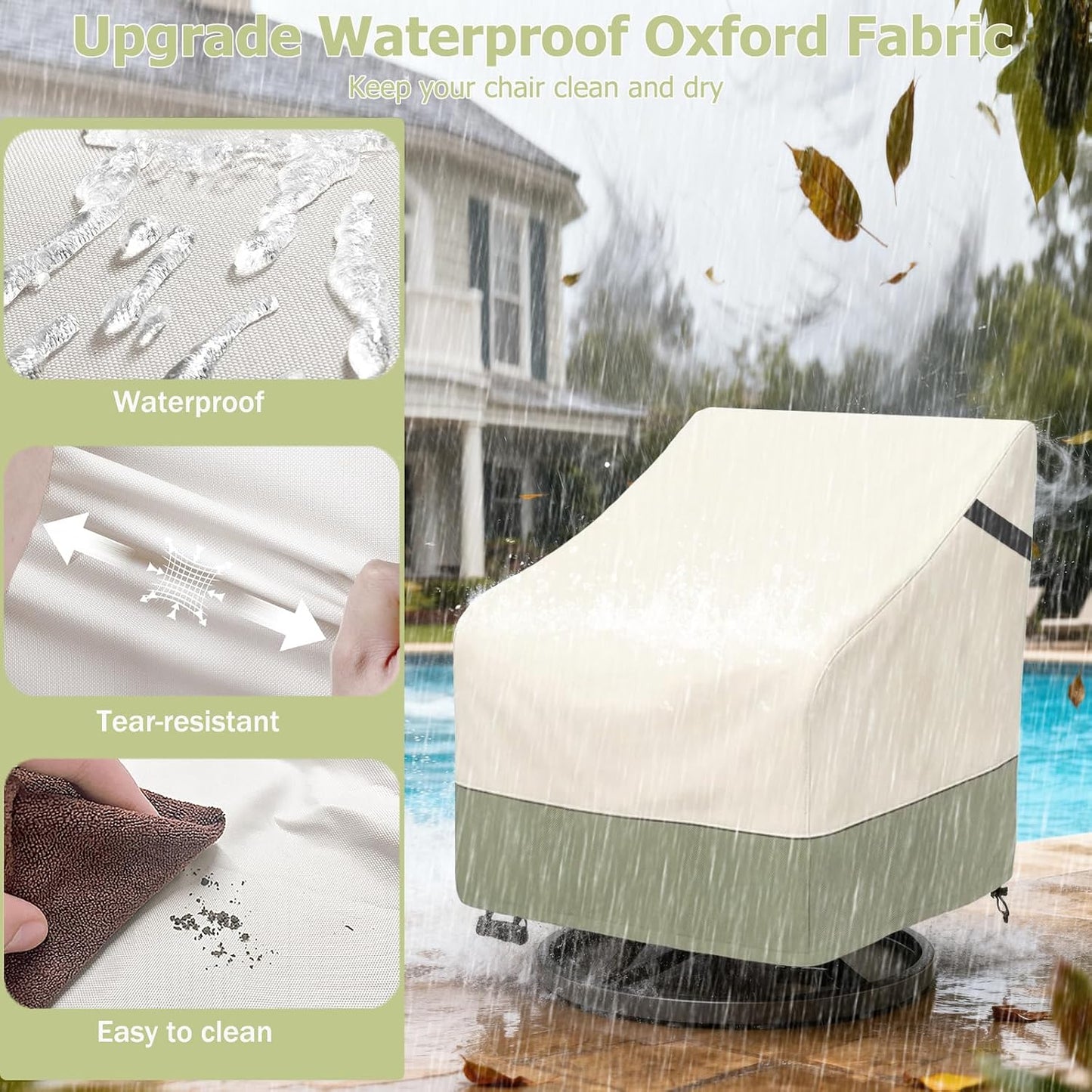 Fundas sillas giratorias patio 600D 100% impermeables 2 pzas