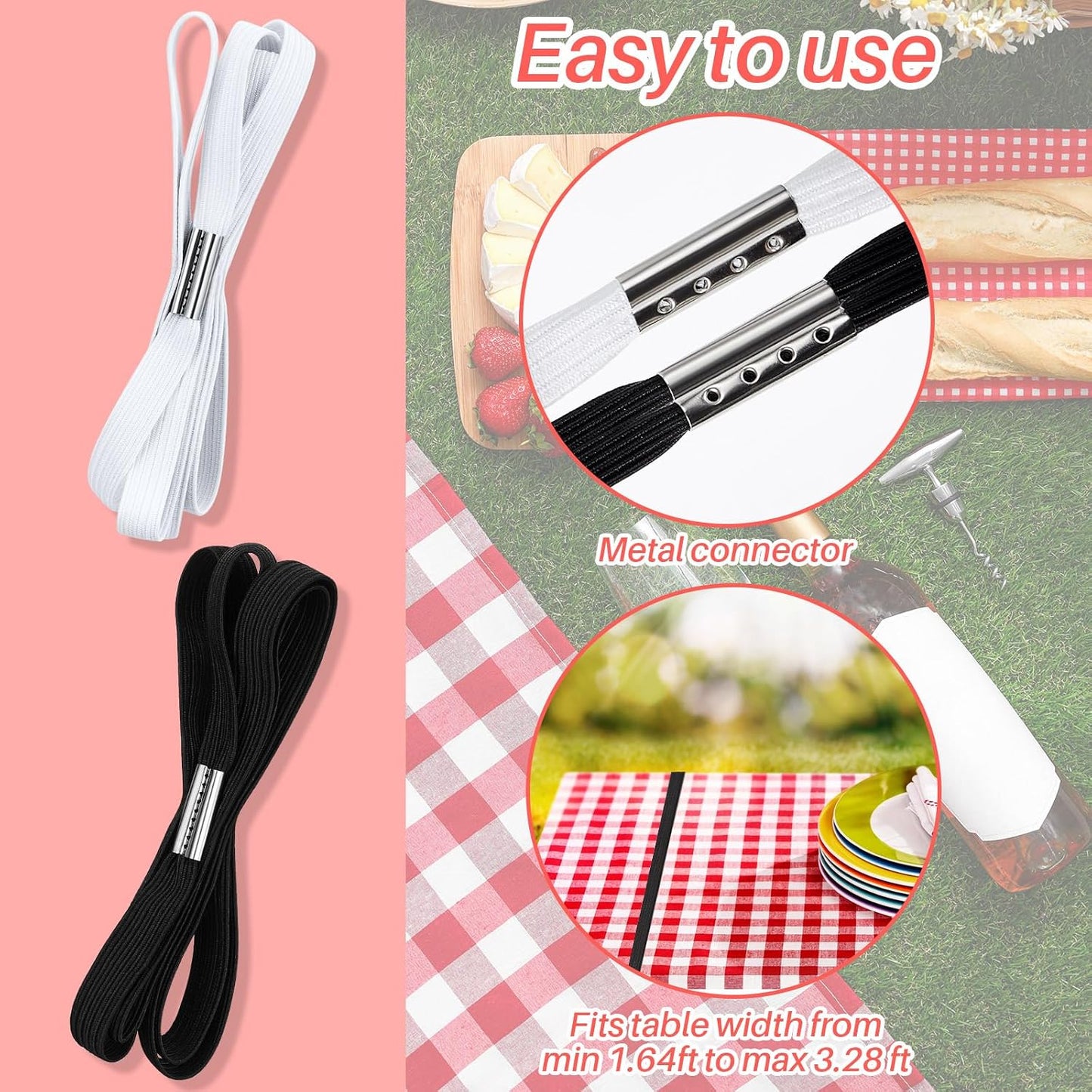 Correa elástica para mantel picnic cocina camping 24pzas