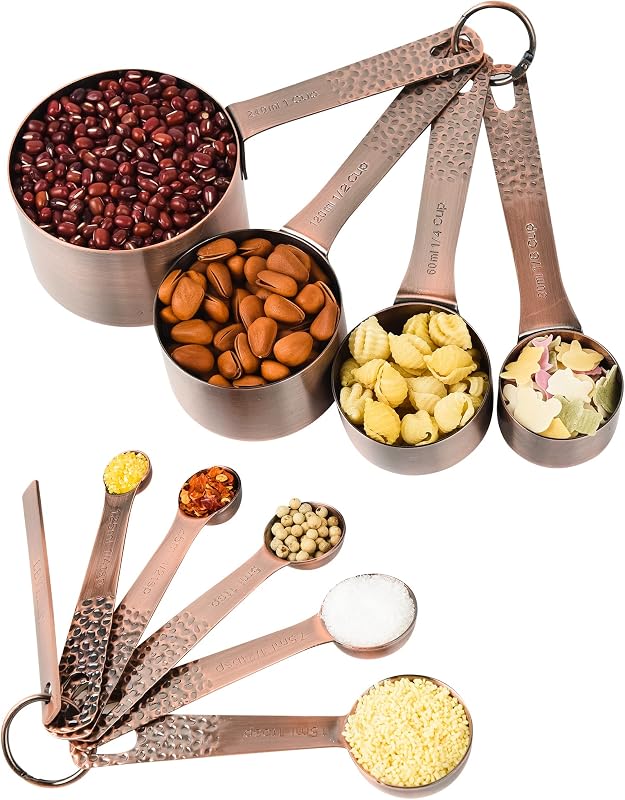 Set 10 Tazas y Cucharas Medidoras Acero Inox