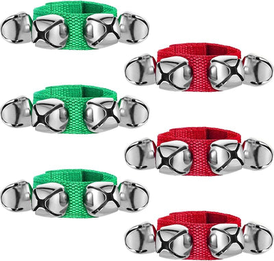 6 Pulseras Navidad Campanas Musicales para Fiesta Rojo Verde