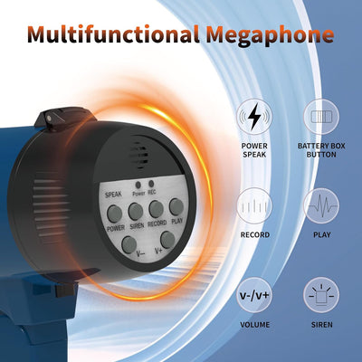 Megáfono con altavoz y micrófono control volumen eventos
