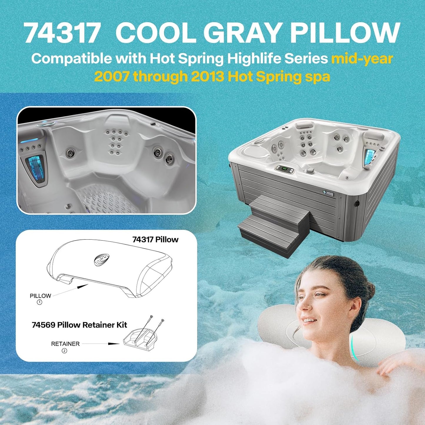 3 Almohadas cuello spapara Hot Spring 14.5x4.75"