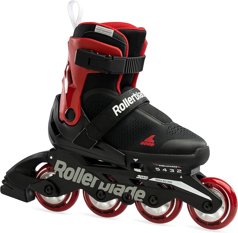 Patines en línea ajustables para niños negro y rojo