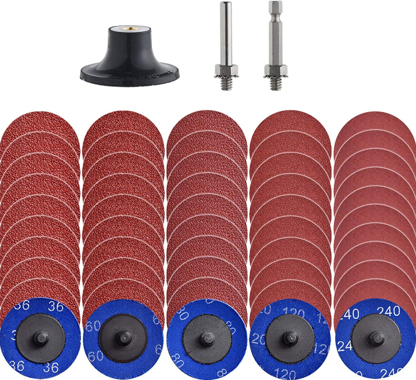 Juego 50 discos lijado A/O 2pulg con soporte 1/4 para amoladora