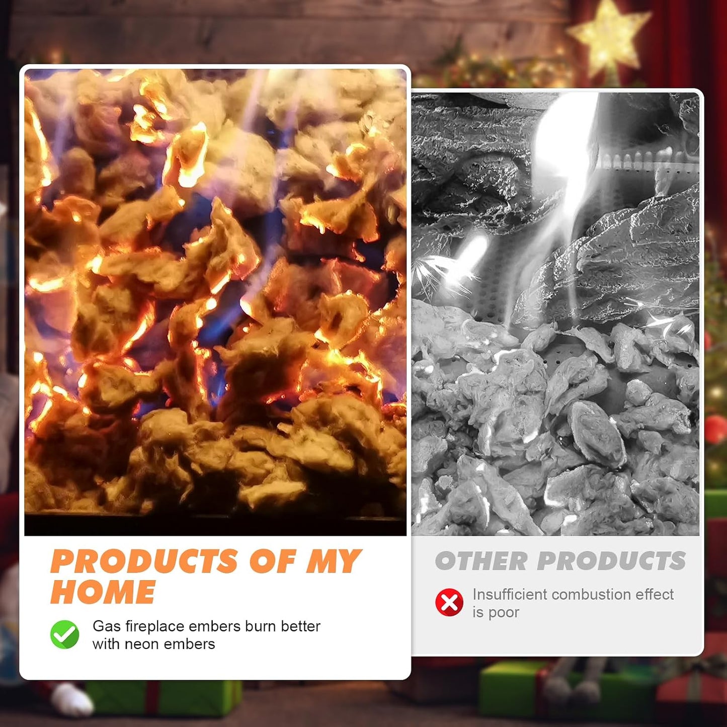 Lana roca gas troncos 12oz brillo chimeneas estufas