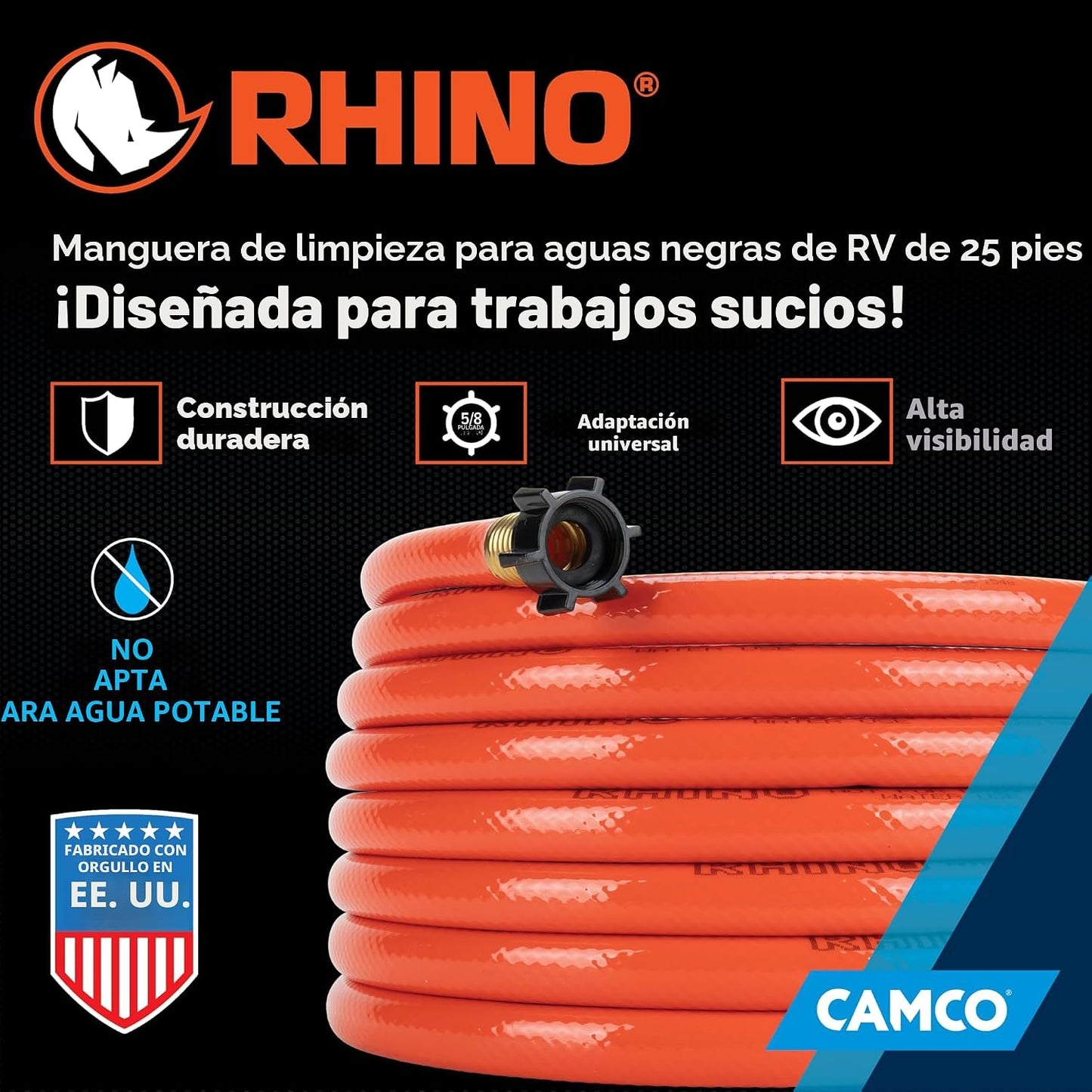 Manguera agua tanque gris/negro 25pulg 5/8pulg