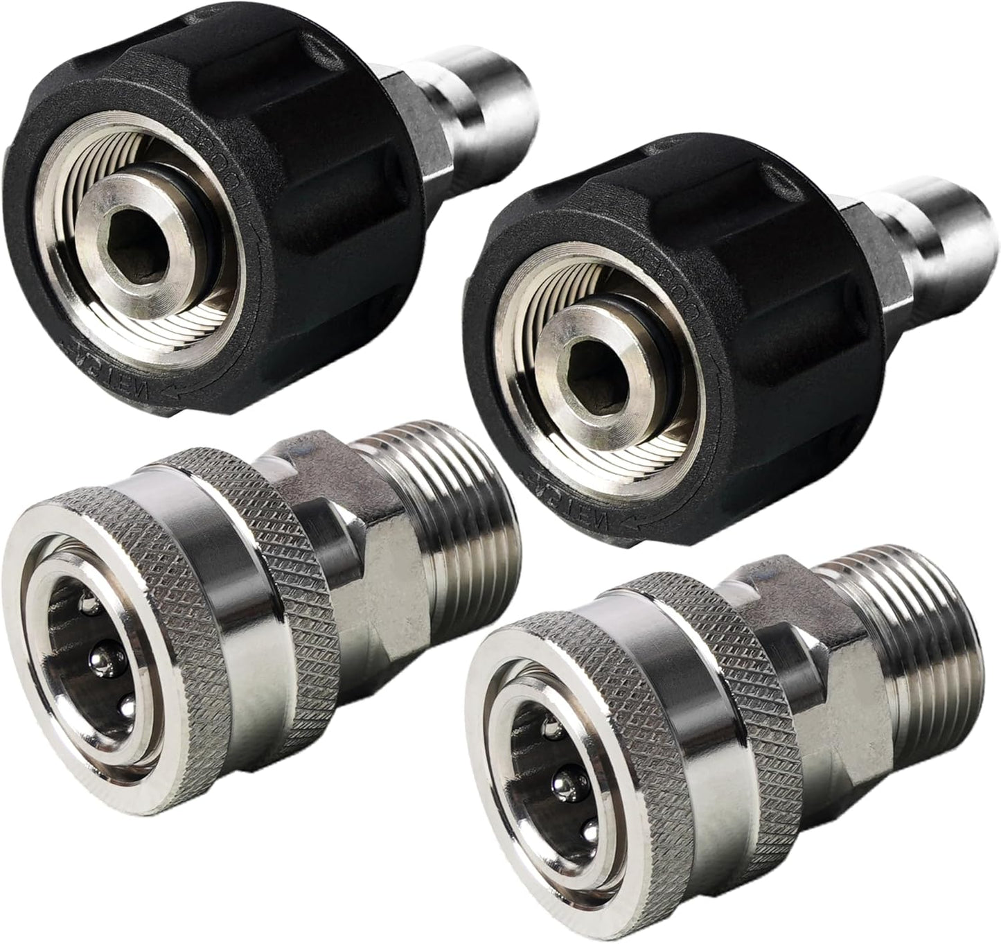 Set conexión rápida lavadora acero inox M22 a 3/8pulg